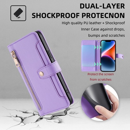 Genuine Leather Case For LG G7 G8 ThinQ K52 Q70 Magnetic Shoulder Strap Wallet - Picture 5 of 21