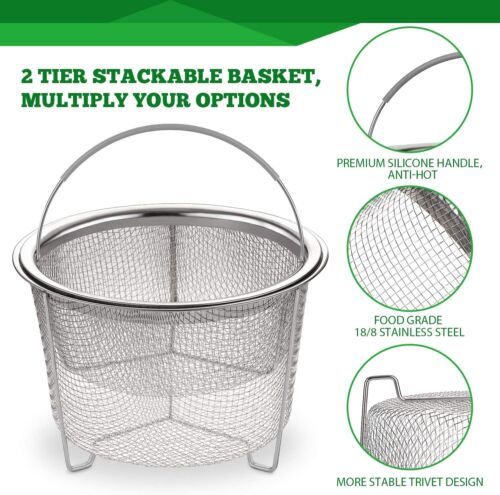 Steamer basket for Instant Pot accessories-2 layers of 18/8 stainless steel mesh - Picture 3 of 7