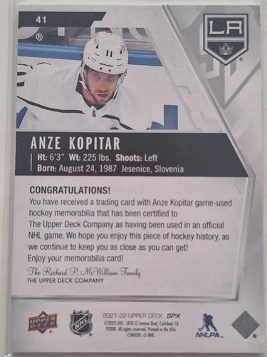 21/22 SPX Jersey Anze Kopitar - Bild 2 von 2