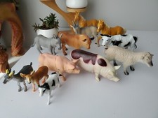 Vintage 90s Lot of 12 Plastic Farm Animals Collectible 1990s Cow Pig Horse Goat