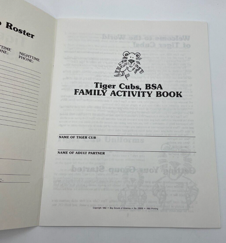 VINTAGE RARE Boy Scouts Tiger Cubs BSA Family Activity Packet 1992 - Picture 12 of 15