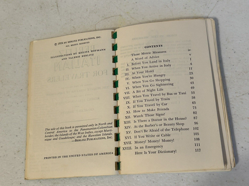 Vintage BERLITZ Italian Phrase Book for travelers Glossary of common words - Picture 13 of 16