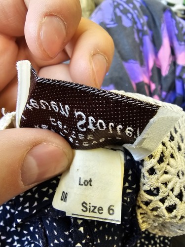 Vtg Navy Prairie Rayon Secretary Granny Ankle Midi Maxi Dress 6 Karin Stephens - Picture 11 of 11