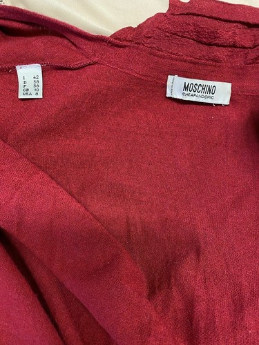 Moschino Cheap & Chic Raspberry Colored Cardigan with Built in Neck Scarf - Picture 4 of 4