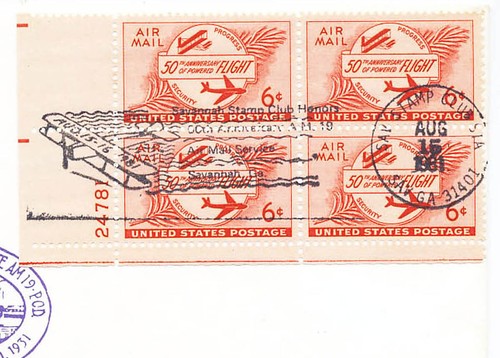 US 1981 2 Event Flight Covers Savannah Stamp Club Sta Postmark #C47 Plate Block - 第 2/3 張圖片