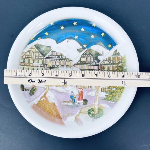 Arzberg Escena de Navidad Papá Noel San Nicolás Niños 10” Plato Blanco Vidrio Alemania - Imagen 9 de 12