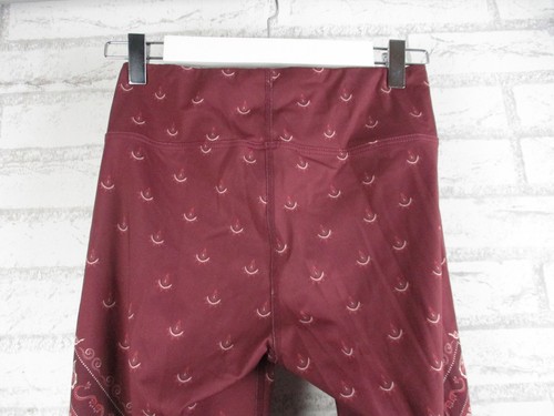 Dharma Bums womens 7/8 length tights maroon white paisley print S - Picture 5 of 9