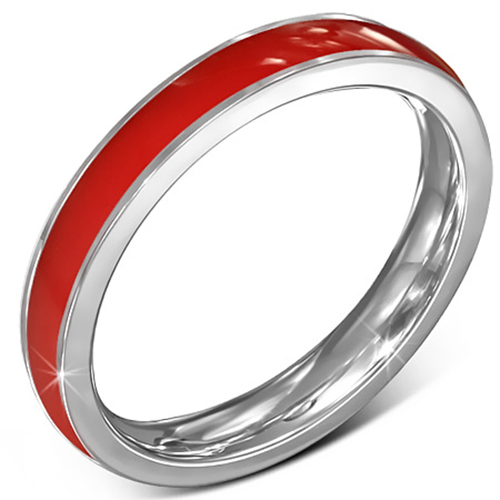 Ring 316L Edelstahl Streifen Emailliert rot pink lila silber dünn 3,5 mm Damen - Bild 2 von 4