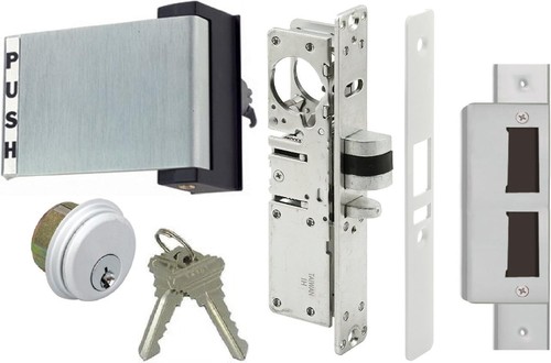 Commercial Storefront Door Mortise Lock & Paddle Handle - Solid Aluminum, 1 1/8" - Picture 2 of 4