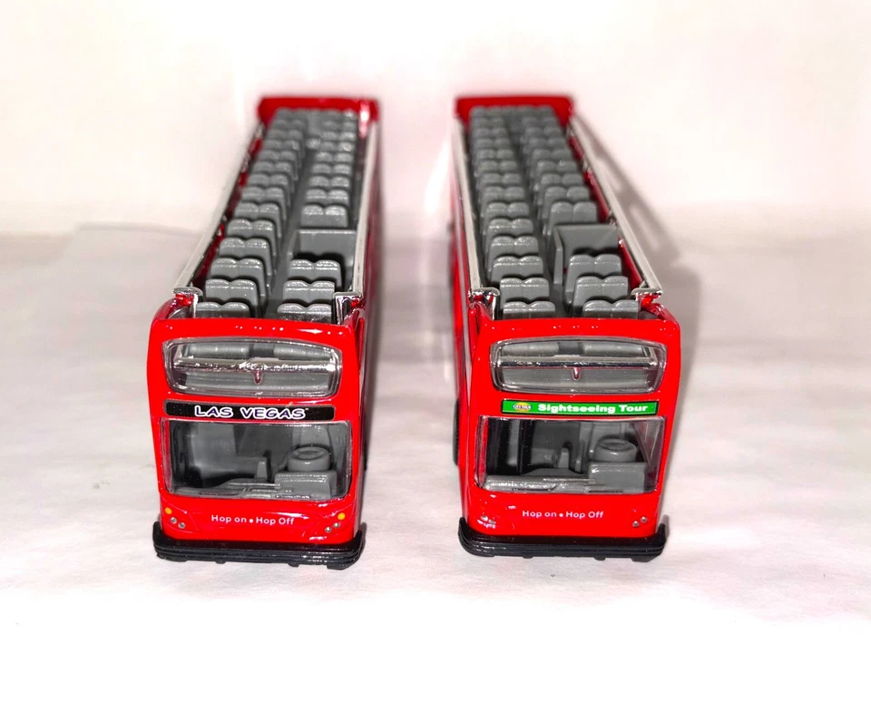 2 PK - Autobús turístico de dos pisos Las Vegas y Nueva York con acción de motor retroceso 1/43 Foto 3 de 4