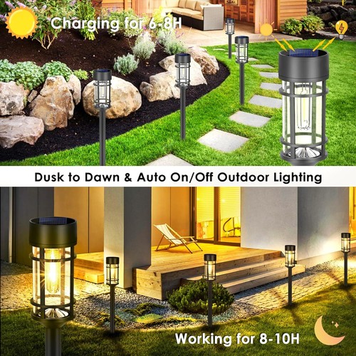 Solar Pathway Lights, 8 Pack LED Solar Lights Outdoor Waterproof, Glass Solar - Picture 3 of 10