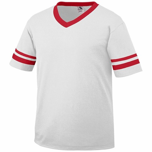 Augusta Sportswear 360 Mens V-Neck Baseball Jersey Tee Striped Sleeves T-Shirt - Picture 35 of 35
