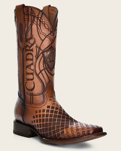 $378 CUADRA Western Grabado Bordado Tejido Botas CU500 | Marrón Miel | EE. UU. 11 - Imagen 2 de 23