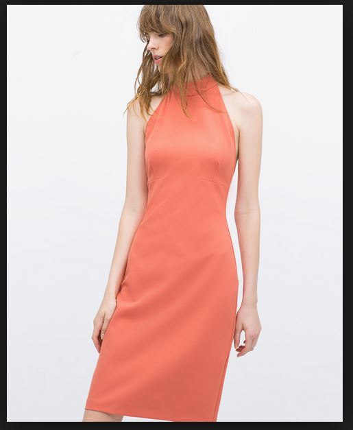 ZARA Burnt Orange Backless Halter Cocktail Dress Fall 2019 Size M