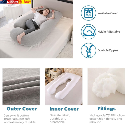 Pregnancy Pillow, Maternity Full Body Pillow for Back, Legs and Belly Support, J - Picture 3 of 8