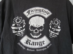 vtg-FIRINGLINE-Indoor-Shooting-Range-t-shirt-black-XL-tee-huntington-gun-skull