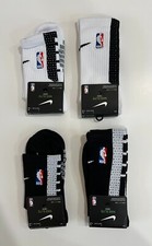 Nike NBA ELITE Basketball Socks DRI-FIT Size Large. White & Black. Crew & Ankle.