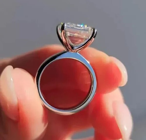 Anello da sposa 4 ct taglio smeraldo VS1/F diamante coltivato in laboratorio vero platino 950 - Foto 3 di 8