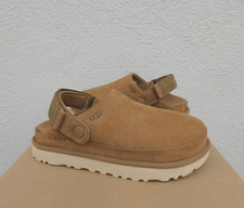 UGG CHESTNUT GOLDENSTAR CLOG SUEDE PLATFORM SANDALS, WOMEN US 5.5/ EUR 36.5 NEW