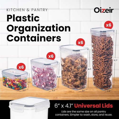 24-Pc Airtight Food Storage Containers - Pantry Organizers for Cereal, Flour - Picture 2 of 7