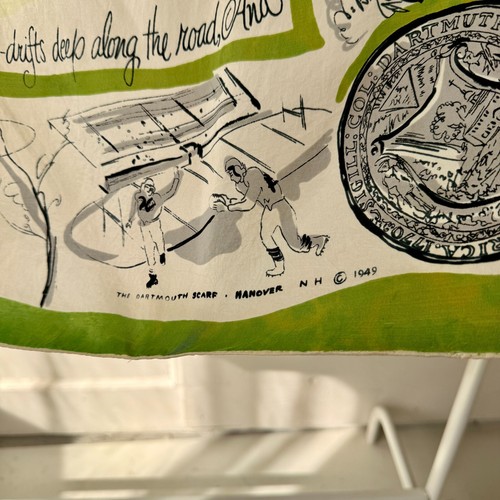 Vintage 1949 Dartmouth College Big Green Ivy League NH Novelty Silk Scarf Orig - Picture 4 of 7