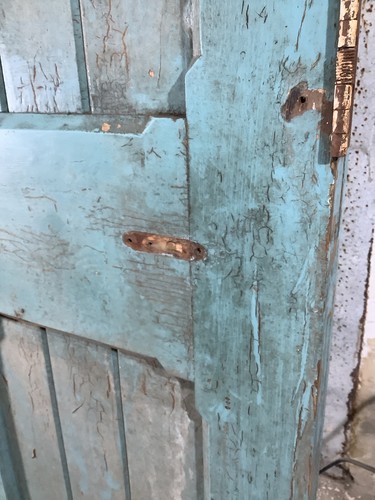 35 5/8"X 84 5/8" 1930s Internal Painted Pitch Pine Four Panel Door 2over2 Old - Picture 12 of 12