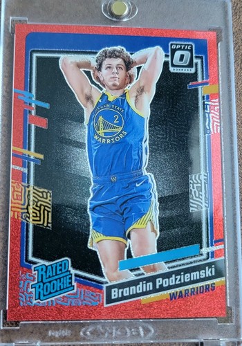 2023 Brandin Podziemski Donruss Optic Red Glitter Rated Rookie RC 27/75 Warriors