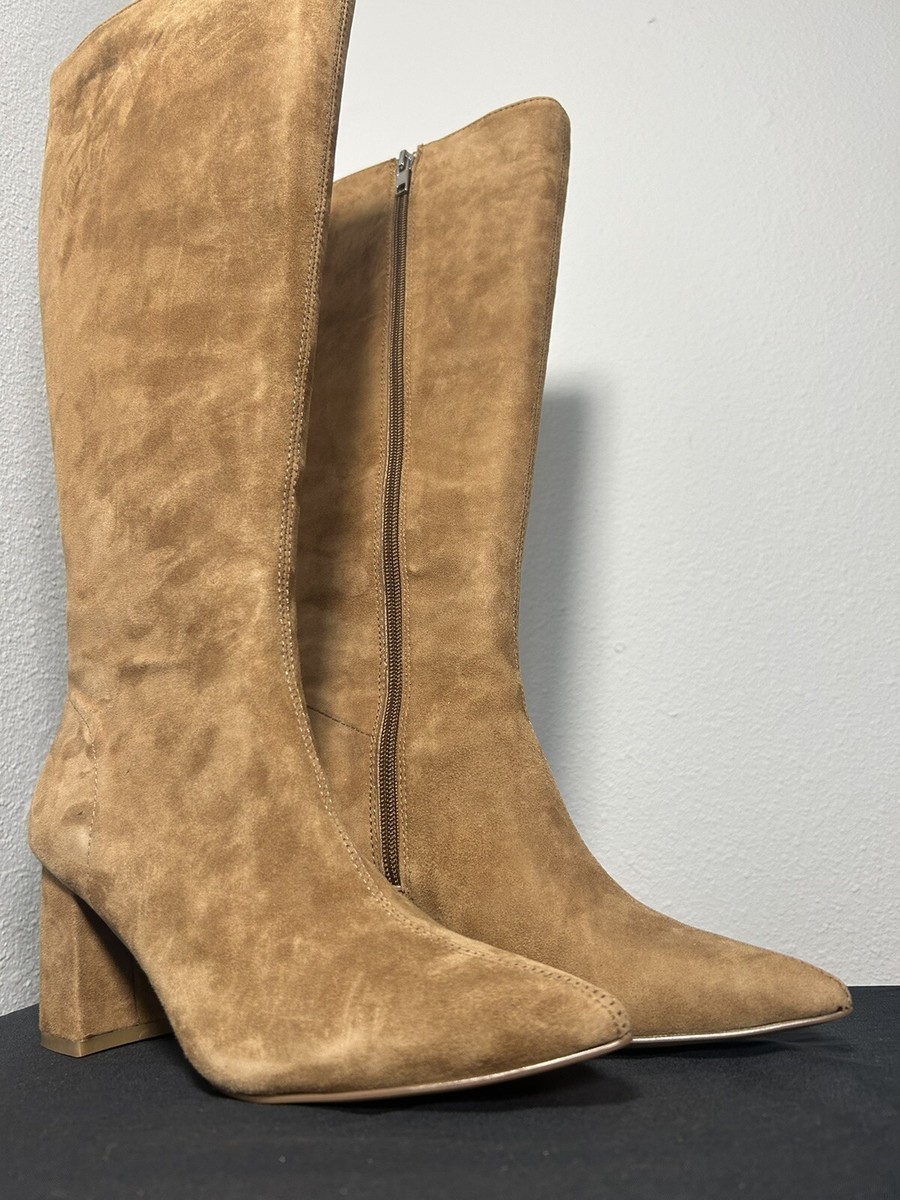 Steve Madden NIEVE Women Block Heel Knee High Boots Chestnut Suede NWB Size 5.5