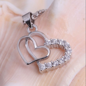 1Ct-Round-Cut-D-VVS1-Diamond-Double-Heart-Pendant-Necklace-14K-White-Gold-Finish