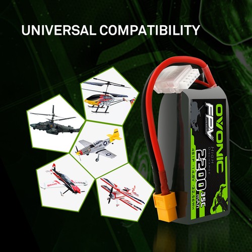 OVONIC 35C 2200mAh 14,8V 4S Lipo Akku mit XT60 Stecker für RC Flugzeug Jet Boot - Bild 5 von 7