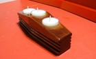 HAND CRAFTED TEA LIGHT CANDLE HOLDER MADE FROM MAPLE with CANDLES