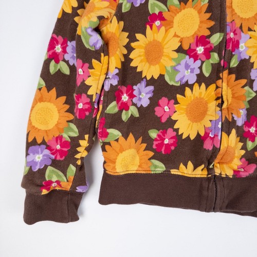 Gymboree Sunflower Print Lined Zip Hoodie Brown Yellow Kids Size S (5-6) - Picture 3 of 8