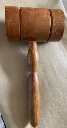 Vintage Holzhammer 10" lang, Holzhammerkopf 3" breit Dekohammer - braun