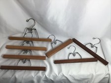 Lot Of 7 Vintage 1950s-60s Wooden Pants Trousers Skirts Hangers Clamp Style