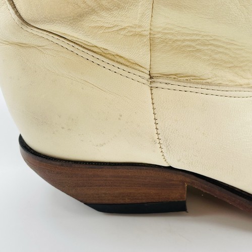 Stivali da cowboy western vintage Zodiac Off White in pelle con frange e perline donna 7,5 - Foto 13 di 17