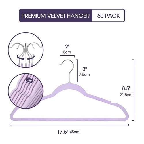 Velvet Hangers 60 Pack Non-Slip Clothes Hangers Suit Hangers 360° Rotatable Hook - Picture 7 of 27