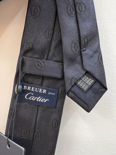 Cravatta Originale Cartier Colore Blu Marino - Original Cartier Blue Navy Tie - Picture 3 of 5