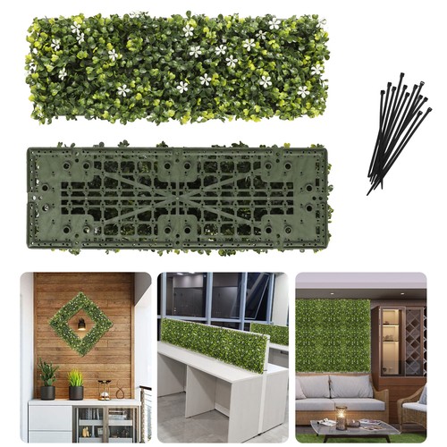 18*6" Künstliche Weiße Blumen Matte Wand Hecke mit Hartrücken Outdoor Gras Panel - Bild 25 von 42