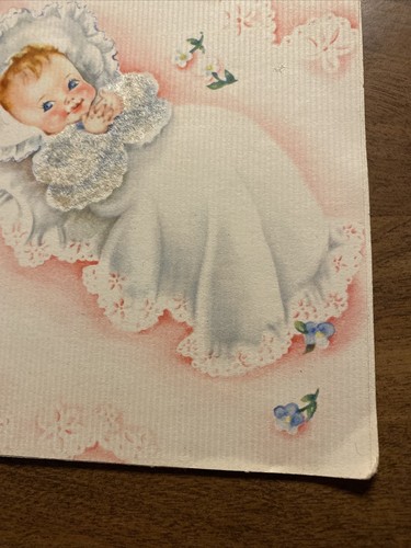 Vintage 40er Jahre Neu Baby Neugeborenes Glückwunschkarte mit Brief P4c - Bild 5 von 24