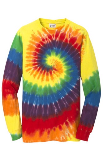 PORT & COMPANY LONG-SLEEVE RAINBOW TIE-DYE TEES - STYLE #PC147LS - YOUTH & ADULT