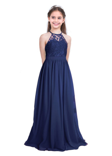 Flower Girls Wedding Bridesmaid Dress Princess Sequins Pleated Chiffon Dresses - Picture 58 of 77