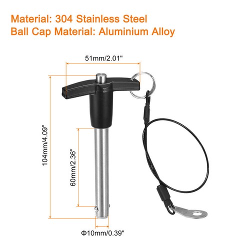 T Handle Locking Pins, Push-Button Quick Release Pin with Lanyard (6mm-20mm) - Picture 43 of 70