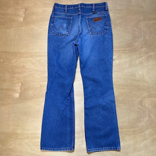 1970s Fabulous Wrangler Mens Denim Blue Jean Flare Trousers Waist 36