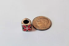 ALE  925 & PINK ENAMEL 4 PETAL FLOWER BEAD CHARM