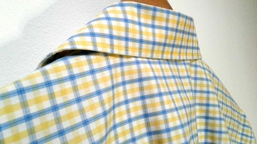Pierre Cardin Smart Dress Shirt Blue/Yellow Check Size M Chest: 50" or 127 cm - Picture 4 of 8