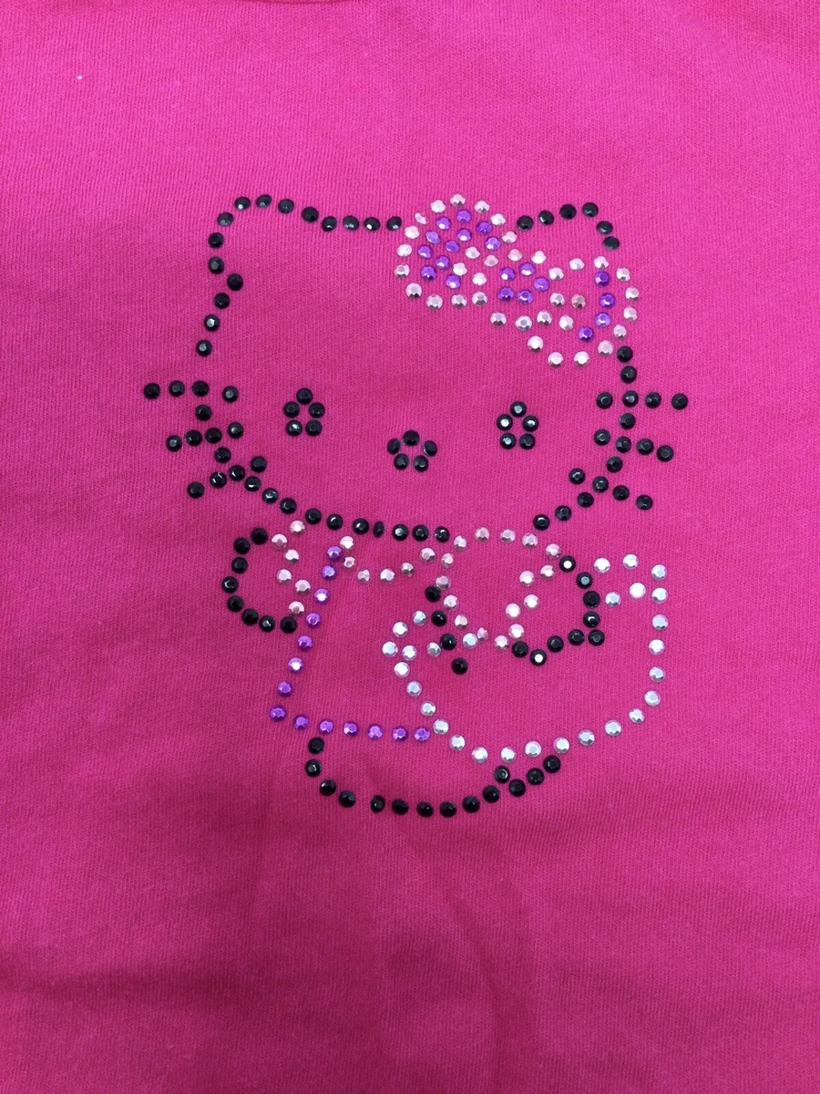 Hello Kitty Rhinestone Pink Girls Long Sleeve T-Shirt Size 6