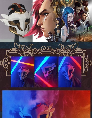 NEW ATOCK League Of Legends LOL Jinx Powder Ekko FRP Cosplay Mask Helmet Props - 第 9/12 張圖片