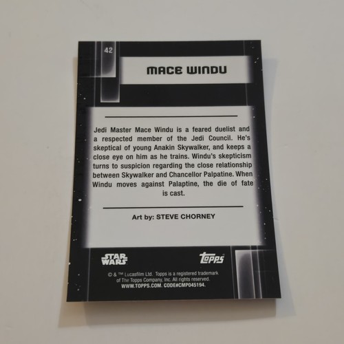 Topps 2021 cromado Star Wars Galaxy Base #42 Mace Windu - Imagen 2 de 2