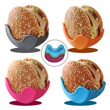 4 Pack Silicone Burger Fixed Box Touch-Free Burger Clip Hamburger Holder Box