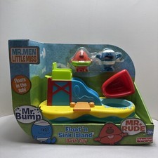 2009 Fisher Price Mr. Men Little Miss Mr. Bump Rude Float N Sink Island Bath Toy